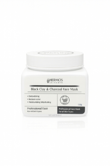 تصویر  هرموس ماسک خاک رس سیاه و ذغال فعال  Black Clay & Charcoal Face Mask  300g